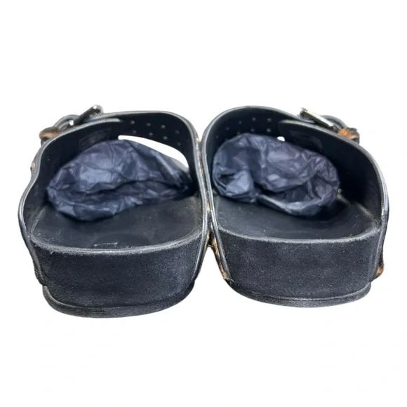 NIB The Kooples Leo Poulain Leather Animal Print Double Strap Sandal Size EU38 - Picture 4 of 12